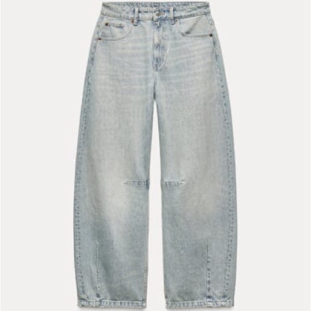 Zara mid waist baggy balloon jeans light blue size 27/4